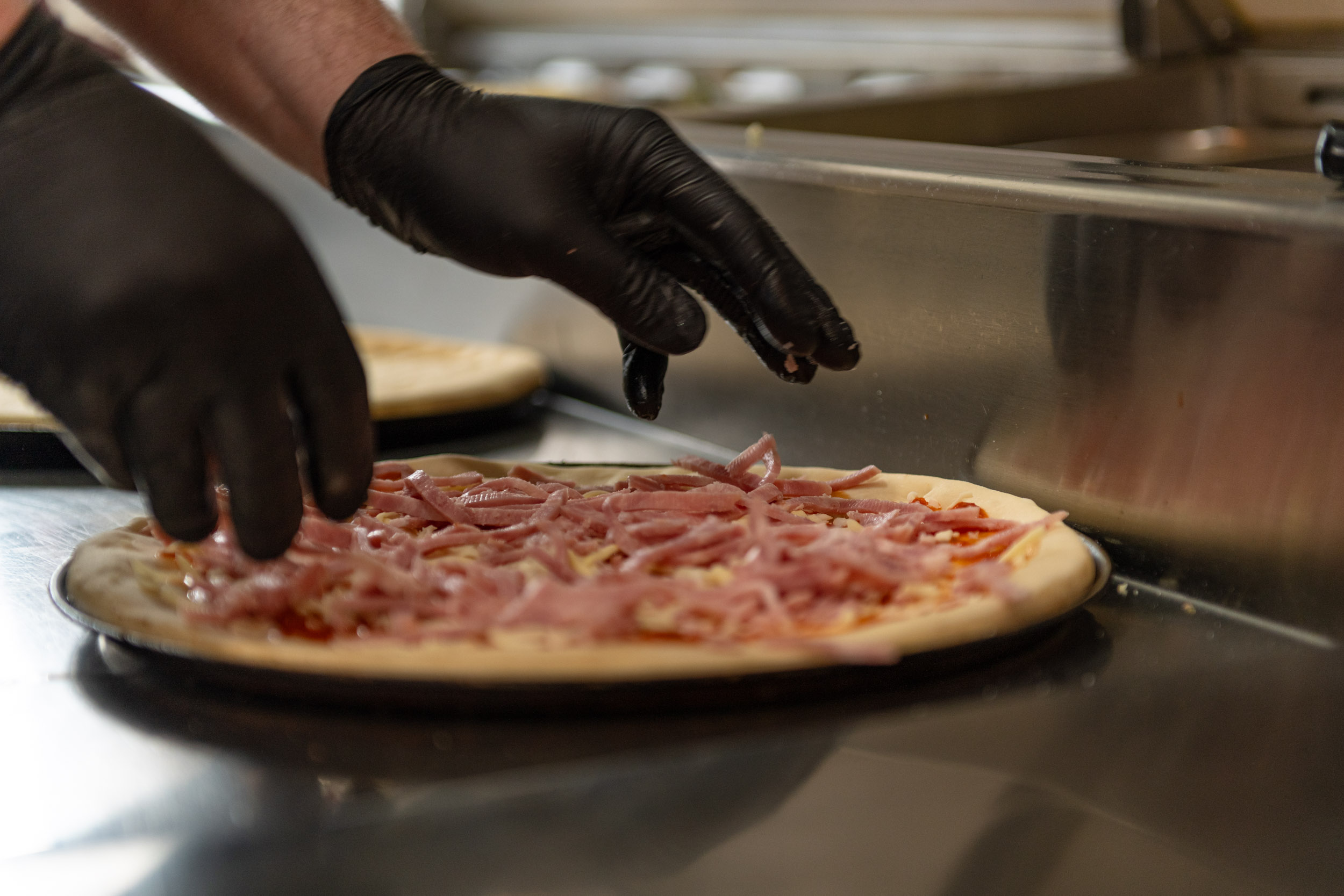 People eating pizza.
